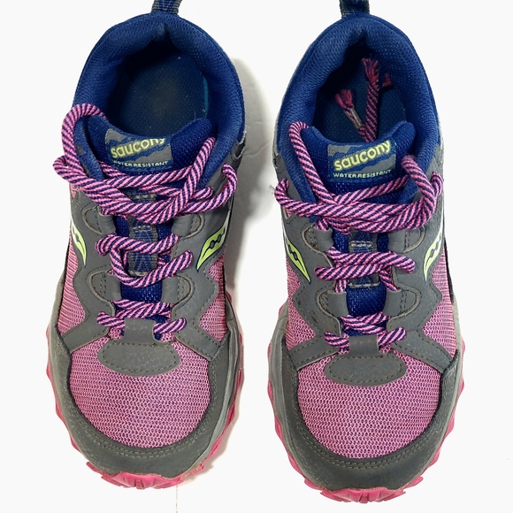 Saucony Peregrine Shield 2 Pink, Grey, Blue & Green Sneakers Shoes Size 1.5 - Picture 3 of 12